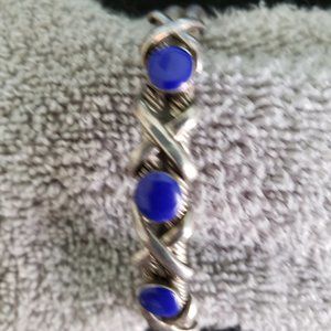 Woman' Sterling Silver Lapis Cuff Bracelet.